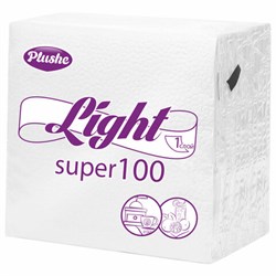 Салфетки бумажные 90 штук, 22,5х22,5 см, PLUSHE Light, белые, 100% целлюлоза - фото 13573127