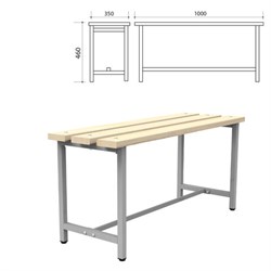 Скамья деревянная на металлокаркасе "СТ 1", 1000х350х460 мм, каркас металлический серый, сиденье дерево - фото 13583477