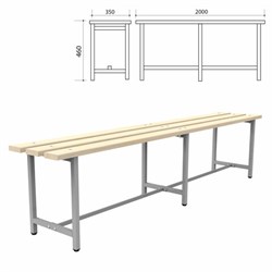 Скамья деревянная на металлокаркасе "СТ 4", 2000х350х460 мм, регулируемые опоры, каркас металлический серый, сиденье дерево - фото 13583479