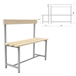 Скамья со спинкой деревянная на металлокаркасе "СТ 2", 1000х350х860 мм, регулируемые опоры, каркас металлический серый, сиденье дерево - фото 13583480