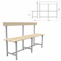 Скамья со спинкой деревянная на металлокаркасе "СТ 5", 1500х350х860 мм, регулируемые опоры, каркас металлический серый, сиденье дерево - фото 13583481