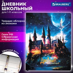 Дневник 1-11 класс 48 л., кожзам (твердая с поролоном), печать, цветной блок, BRAUBERG, &quot;Замок&quot;, 106953