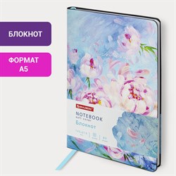 Блокнот А5 (143x210 мм), BRAUBERG VISTA &quot;Pink flowers&quot;, под кожу, гибкий, срез фольга, 80 л., 112075