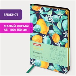 Блокнот МАЛЫЙ ФОРМАТ (100х150 мм) А6, BRAUBERG VISTA &quot;Lemon Story&quot;, под кожу, гибкий, срез фольга, 80 л., 112096