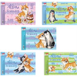 Альбом для рисования А4 24 л., спираль, обложка картон, HATBER, 205х290 мм, "Из жизни корги" (5 видов), 067335, 24А4Всп - фото 13588717