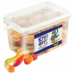 Мармелад жевательный "Забавные змейки", 1,3 кг в пластиковом контейнере, KRUTFRUT, ВМ553 - фото 13590853