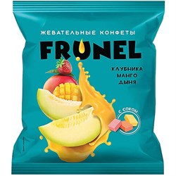 Конфеты жевательные FRUNEL со вкусом клубники, манго и дыни, 500 г, пакет, РВК330 - фото 13591582