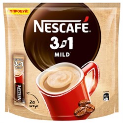 Кофе растворимый порционный NESCAFE "3 в 1 Мягкий", КОМПЛЕКТ 20 пакетиков по 14,5 г, 12460876 - фото 13592679