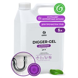 Средство для прочистки канализационных труб (для сантехники) 5,3 кг, GRASS DIGGER-GEL, гель, щелочное, 125206 - фото 13601973