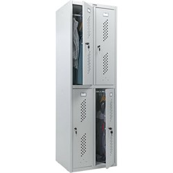 Шкаф металлический для одежды ПРАКТИК "ML/LS 22-60", четырехсекционный, 1830х600х500 мм, 29 кг, разборный, LS-22 - фото 13604964