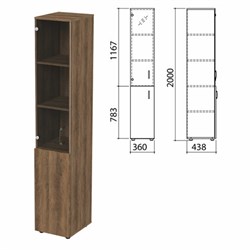 Шкаф закрытый со стеклом &quot;Приоритет&quot;, 360х438х2000 мм, 4 полки, лагос (КОМПЛЕКТ)