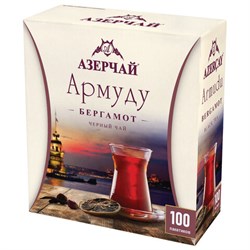 Чай АЗЕРЧАЙ "Армуду" черный с бергамотом, 100 пакетиков по 1,6 г, 420535 - фото 13607855