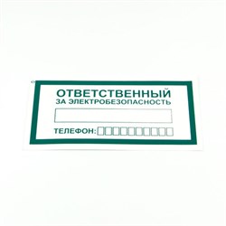 Знак "Ответственный за электробезопасность", КОМПЛЕКТ 10 штук, 100х200 мм, пленка, А31 - фото 13622118