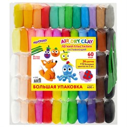 Пластилин супер лёгкий воздушный застывающий 60 штук (36 цветов + 12х2 базовых), 600 г, 3 стека, ЮНЛАНДИЯ, 106981 - фото 13641485