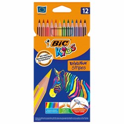 Карандаши цветные BIC "Evolution Stripes", 12 цветов, шестигранные, грифель 9505221 - фото 13642935