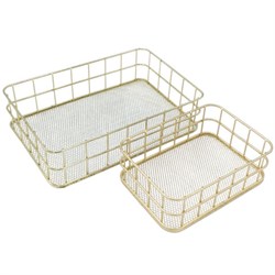 Органайзер для косметики корзинка 2 штуки из металла MONTE VITA, 24х16х6,3 см + 17х12х6 см, золото, 272483 - фото 13643718