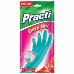 Перчатки МНОГОРАЗОВЫЕ резиновые PACLAN "Extra Dry", хлопчатобумажное напыление, 100% флок, размер M (средний), синие, вес 52 г, 7340, 407340 - фото 13645023