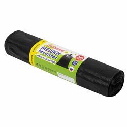 Мешки для мусора 240 л черные, в рулоне 10 шт., ПВД 30 мкм, 90x130 см, ЛЮБАША эконом, 608916 - фото 13645309