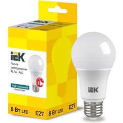 Лампа IEK LED ALFA A60 груша 8Вт 230В 4000К E27 - фото 13647228