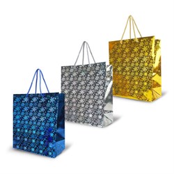 Пакет подарочный новогодний (1 шт.) 41x19x49 см (XXL), ГОЛОГРАФИЯ, ассорти 3 цвета, ЗОЛОТАЯ СКАЗКА, 609613 - фото 13652360