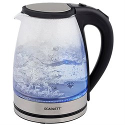 Чайник SCARLETT SC-EK27G35, 1,8 л, 1800 Вт, закрытый нагревательный элемент, стекло, стальной - фото 13666249