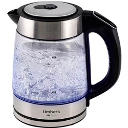 Чайник TIMBERK T-EK27G03, 1,7 л, 2200 Вт, закрытый нагревательный элемент, ТЕРМОРЕГУЛЯТОР, стекло, стальной - фото 13666253