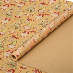 Бумага упаковочная крафт BIG SIZE новогодняя "XMAS Gnomes", 0,7х10 м, ЗОЛОТАЯ СКАЗКА, 592193 - фото 13666355