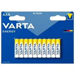 Батарейки алкалиновые "мизинчиковые" КОМПЛЕКТ 10 шт., VARTA ENERGY, ААА (LR03,15А), блистер, 4103229491 - фото 13681233
