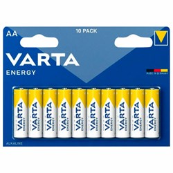 Батарейки алкалиновые "пальчиковые" КОМПЛЕКТ 10 шт., VARTA ENERGY, АА (LR6, 24А), блистер, 4106229491 - фото 13681236