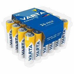 Батарейки алкалиновые "пальчиковые" КОМПЛЕКТ 24 шт., VARTA ENERGY, АА (LR6, 24А), пластиковый бокс, 4106229224 - фото 13681238