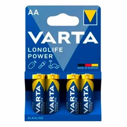 Батарейки алкалиновые "пальчиковые" КОМПЛЕКТ 4 шт., VARTA LONGLIFE POWER, АА (LR6, 24А), блистер, 4906121414 - фото 13681244