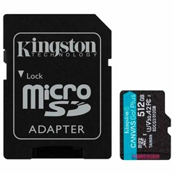 Карта памяти microSDXC 512 GB KINGSTON Canvas Go Plus, UHS-I U1, 170 Мб/с (class 10), с адаптером, SDCG3/512Gb - фото 13695250