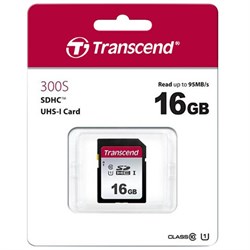 Карта памяти SDHC 16 ГБ, TRANSCEND UHS-I U1, 95 Мб/с (class 10), TS16GSDC300S - фото 13701155