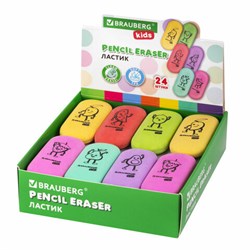 Ластик BRAUBERG KIDS "Fruits", 50х23х10 мм, пастельные цвета ассорти, 272674 - фото 13705608
