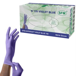 Перчатки нитриловые смотровые SFM Supersoft N135, Германия, 100 пар (200 шт.), размер M (средний), фиолетовые - фото 13706224