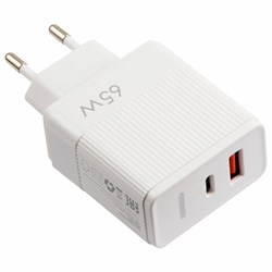 Зарядное устройство быстрое сетевое (220 В) USB QC3.0+Type-C PD 65 Вт, 3 А, RED LINE, УТ000033860 - фото 13711252