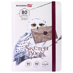 Скетчбук, белая бумага 80 г/м2, 145х203 мм, 80 л., резинка, твердый, BRAUBERG ART DEBUT "Хогвартс", 114581 - фото 13742968