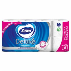 Бумага туалетная 3-х слойная 8 рулонов (8х18 м), белая, ZEWA Deluxe, 536600 - фото 13742970
