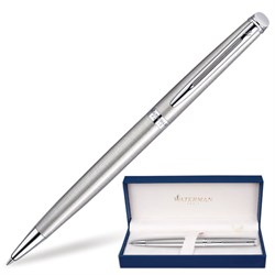 Ручка подарочная шариковая WATERMAN "Hemisphere Stainless Steel CT", серебристый корпус, палладиевое покрытие, синяя, S0920470 - фото 13743350