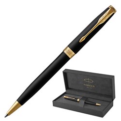 Ручка шариковая PARKER "Sonnet Core Matt Black GT", черный матовый лак, позолота, черная, 1931519 - фото 13743358