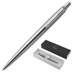 Ручка шариковая PARKER "Jotter Core Stainless Steel CT", корпус серебристый, детали хром, синяя, 1953170 - фото 13743360