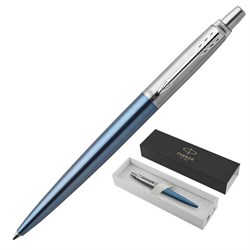 Ручка шариковая PARKER "Jotter Core Waterloo Blue CT", корпус голубой, детали хром, синяя, 1953191 - фото 13743361