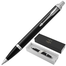 Ручка шариковая PARKER "IM Core Black Lacquer CT", черный глянцевый лак, детали хром, синяя, 1931665 - фото 13743370