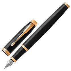 Ручка перьевая PARKER "IM Core Black Lacquer GT", черный глянцевый лак, позолота, синяя, 1931645 - фото 13743371