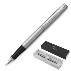Ручка перьевая PARKER "Jotter Stainless Steel CT", корпус серебристый, детали хром, синяя, 2030946 - фото 13743393