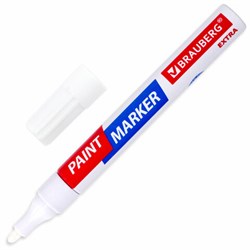 Маркер-краска лаковый EXTRA (paint marker) 4 мм, БЕЛЫЙ, УСИЛЕННАЯ НИТРО-ОСНОВА, BRAUBERG, 151978 - фото 13743536