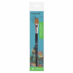 Кисть художественная профессиональная BRAUBERG ART CLASSIC, синтетика мягкая под колонок, плоская, № 18, короткая ручка, 200704 - фото 13743875