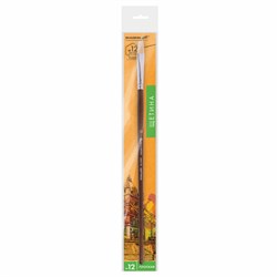 Кисть художественная профессиональная BRAUBERG ART CLASSIC, щетина, плоская, № 12, длинная ручка, 200718 - фото 13743881
