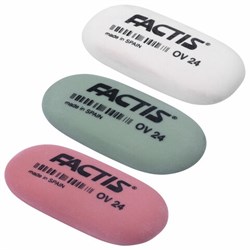 Ластик FACTIS OV 24 (Испания), 49х24х9 мм, цвет ассорти, овальный, мягкий, CMFOV24 - фото 13743994