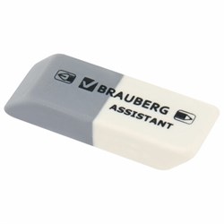 Ластик BRAUBERG "Assistant", 41х14х8 мм, серо-белый, прямоугольный, скошенные края, 222461 - фото 13744027